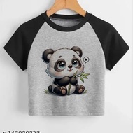 Pandas  goth fairycore crop top girl manga streetwear  Kawaii aesthetic tshirt cropped