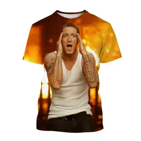 Rapper Eminem 3D Print T-Shirts Women Men Hip-hop O-Neck Short Sleeve T Shirt Y2k Harajuku Streetwea