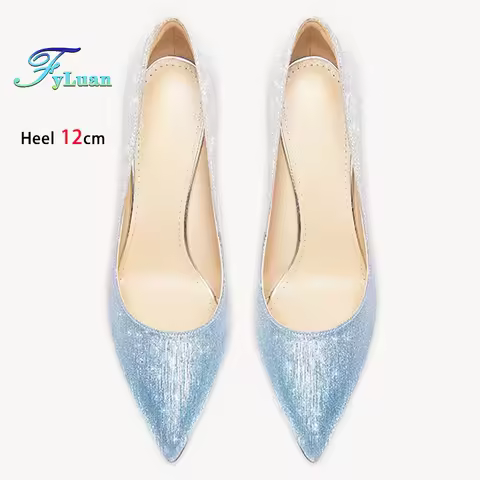 Pointed Toe Ladies Pumps Pink Silvery Sequin High Heels 10cm 8cm 6cm Women's Shoes Fine Heels Shallo