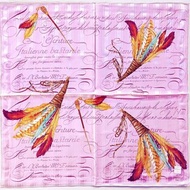 ae Elegance Paris Vintage Scarf Quill Pen Feather Pink 23 x 23 inches