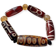 Tibetan Dzi bracelet 21 eyes, 9 nine eyes, man, vase and 5 eyes