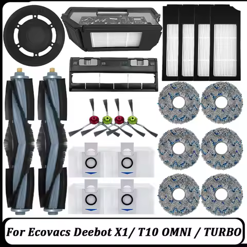For Ecovacs Deebot X1 OMNI/TURBO,T10 OMNI/TURBO/X1S PRO Dust Box,Main Side Brush,Hepa Filter, Mop Ra