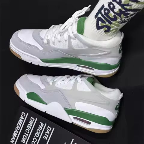 Nike Air Jordan 4 Rm Original Men's Sneakers Plaid Fashion Abrasion Resistant Casual Aj Basketball S