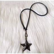 BLACK ROPE MEN'S NECKLACE WITH STAR PENDANT STAR NECKLACE MEN NECKLACE
