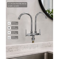 1/2" Twin Swan Neck Pillar Wall Water Tap AA168TI AA168TS