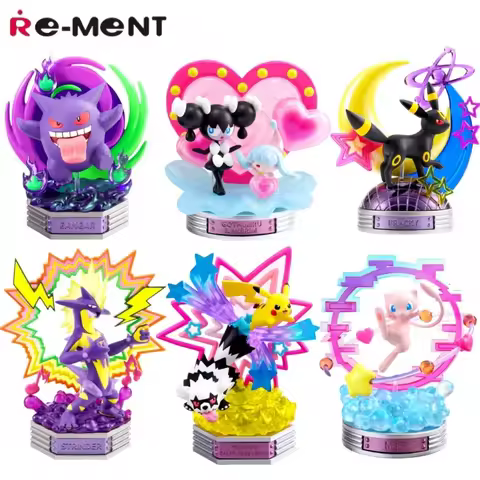 In Stock Original Re-Ment Pokemon Neon Party Pokemon Rement Box Egg Table Ornament Colorful Blind Bo