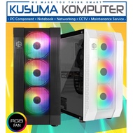 Frins Gaming Cube Black / White + 3 Fan RGB Gaming PC Case