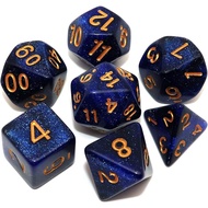 DND Dice Set Dark Blue Mix Black Nebula Dice for Dungeon and Dragons D&D RPG Role Playing Games 7Pcs