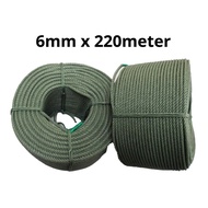 6mm x 220 Meter PE Nylon Green Polyethylene Rope PE Rope (Thailand) / Tali Hijau