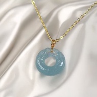 【母親節特惠】冰藍水雙龍玉璧吊飾18K金 | 天然翡翠A貨 | 送禮