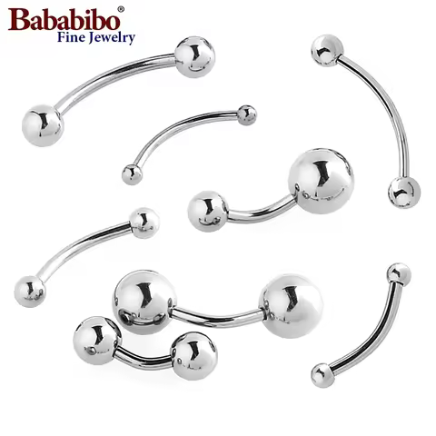 6 ~ 16mm DIY Curved Barbell Banana Piercing Bar 3 4 5 6 8mm Ball 100% Titanium 14G 16G 1.2mm 1.6mm B
