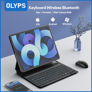 【OLYPS】Keyboard Wireless Bluetooth Portabel Tipis Lampu Latar RGB Mini Keyboard Tablet for Android/I