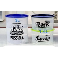 3'4141 'Tupperware One Touch Canister Medium 3L & 1.4L Power Success Possible / One Touch Liquid Tig