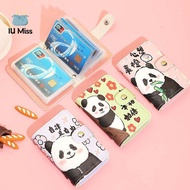 IU MISS Card Cover Case Cartoon Panda Card Bag Cash Clip Short Fold Wallet Panda Money Bag Colorful PU Leather Panda Wallet Women Gift