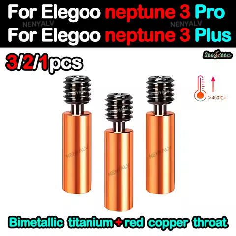Bimetal Heatbreak For Neptune 3 Max Titanium Alloy Heat Break Throat 1.75mm Copper Plating Tube For 