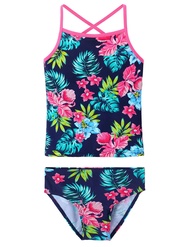 【No-profit】 Baohulu Girls Two Pieces Swimsuit Flower Blossoms Print Bikini Set Swimwear Kids Strap Breathable Rashguard Toddler Bathing Suit