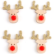 (6 Pieces/pack) 3.63 * 4cm Christmas Sparkling Pink Nose Elk Entertainment Festival Decoration Wall 