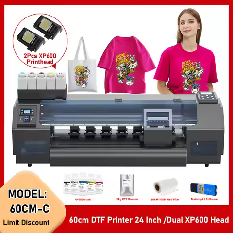 60cm A1 DTF Printer with Two XP600 Printhead Direct To Film DTF Printer 24 Inch tshirt Printing Mach