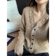 Hers| ️ 92405 Temperament Chanel v-Neck Sweater Jacket (Including 11% Wool)