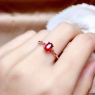 Simple Style Rose Gold Ruby Women Fashion Jewelry 925 Silver Red Crystal Wedding Engagement Rings