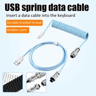 Type C Keyboard Coiled Cable Braided Cable for Gaming Keyboard,Cable with Detachable Metal Aviator