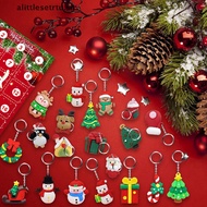 alittlesetrtu Christmas Advent Calendar Gift Box 24 Pcs Christmas Pendant Keychain For Kids SG