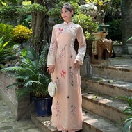 Hong Cam ao dai, Xeo Xo cover, 4-panel ao dai, silk tulle, traditional ao dai, designer ao dai, CNY 