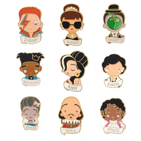 Shakespeare Audrey Hepburn Celebrity Brooch and Enamel Pin Amy Portrait Lapel pin for Clothing Backp