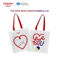 (KM) White and red Colgate Canvas Tote Bag - Signed by K-Pop IU Star