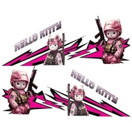 Tem Hello Kitty Dán Trang Trí Sườn Xe Ô TÔ Cánh cửa Xe Tải Decal 3 lớp cán nilong bóng chống phai ( 