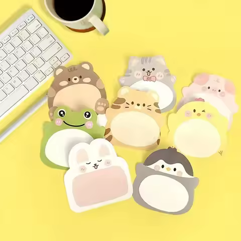 8Pcs Cartoon Small Animal Special-shaped Sticky Notes Office Simple Shape Creative Sticky Notes Cute