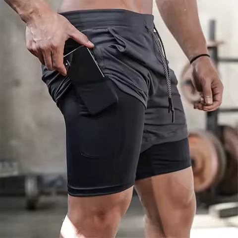 2020 Summer Running Shorts Men 2 in 1 Sports Jogging Fitness Shorts Training Quick Dry Mens Gym Men 