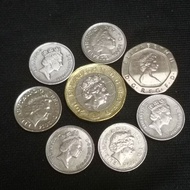 UK British Coins Lot 1 Pound 20 Pence 5 Pence Queen Eliz.abeth II Collectible Decimal Coinage #919