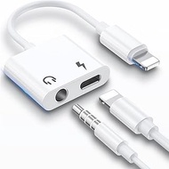 2 in 1 Headphone Adapter for iPhone Dongle, MFi Certified, Music + Charging 3.5 mm Aux Audio Adapter
