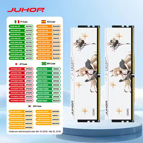 JUHOR DDR5 RAM 32GB (2x16GB) 6000MHz 6800MHz 7200MHz (Intel XMP 3.0) Desktop Memory