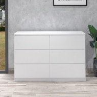 ROAM AISHA 6 Chest Drawer White Color 3+3 Almari Baju Kabinet 3 Layer Drawer Rak Putih Warna MALM Bedroom Furniture