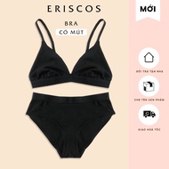 Cotton bra design female underwear set without foam separately with Triangle pants 2.5cm Eriscos E1002