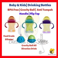 Sippy Cup with Straw Handle Drinking Bottle (Anti Gravity Ball) Strap Bottle Flip Top Bottle 9oz 270ml Bottle Minuman