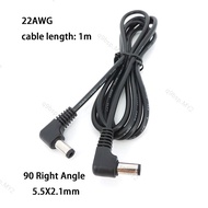 1m DC male to male Power Plug L-shaped 5.5X2.1mm male Right Angle Jack extend Cord Connector Cable 2