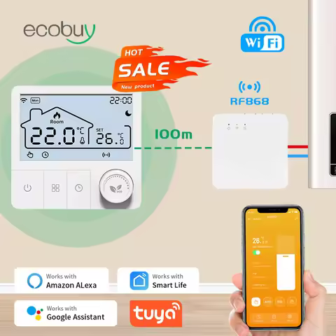 Tuya Wifi Boiler Thermostat Wireless Heating Room Thermostats Wifi Battery Operated Gas Boiler Water