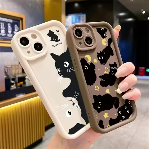 Gentle Black Cat Case For OPPO A6S A6X A5X A3X A6 A5 A3 Pro Reno 15F 15 5G 14 Pro 13 13F 12F 11F 12