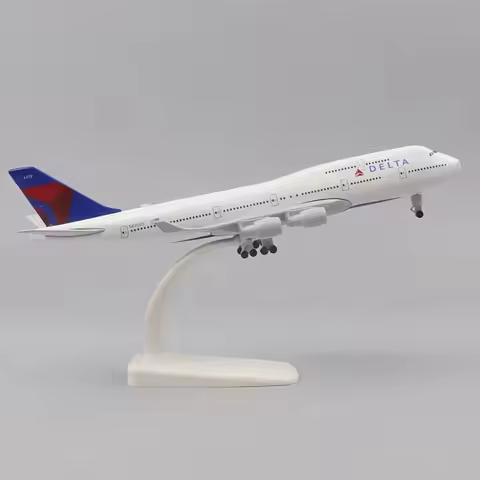 20cm B747 Delta Air Lines Airplane Model Boeing 747 Die-casting Alloy Metal Airplane Toys With Landi