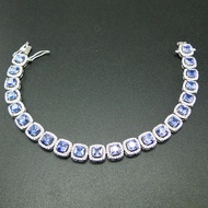 100% 925 Sterling Silver Bracelet Tanzanite & Green Spinel 5mm stone Women Bracelet for gift