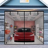 Garage Door Screen for 1 Car Garage 9x8FT, Magnetic Screen Garage with Retractable Fiberglass Mesh a