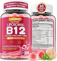 Vitamin B12 Gummies 10000 mcg, Methylcobalamin- Methyl b12 with Folate/B9, Vitamin D 1600 IU, Suppor