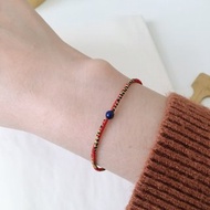 青金石 紅+五色 蠟線手環 極細 保平安 祈福 情侶 蠟線 護身之石