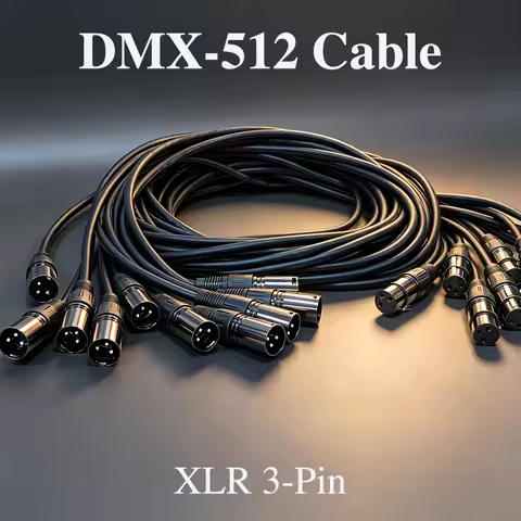 10pcs DMX Cables 3-Pin XLR 1M 2M Foil Shield DMX-512 Control Signal Transfer Cable For Stage Lightin