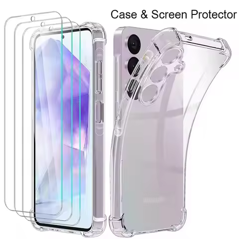 Case with Glass for Samsung A56 A36 A15 A55 A54 A14 A34 A35 A52 Silicone Cover for Samsung Galaxy A5