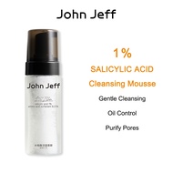 John Jeff BHA 1% Salicylic Acid Facial Foam Cleanser Face Wash Mousse for Oily Acne Skin Deep Gentle Cleansing Purify Pores