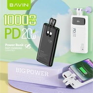SG Stock BAVIN 10000mAh Fast Charging Power Bank In built Cables Powerbank Slim Power Bank